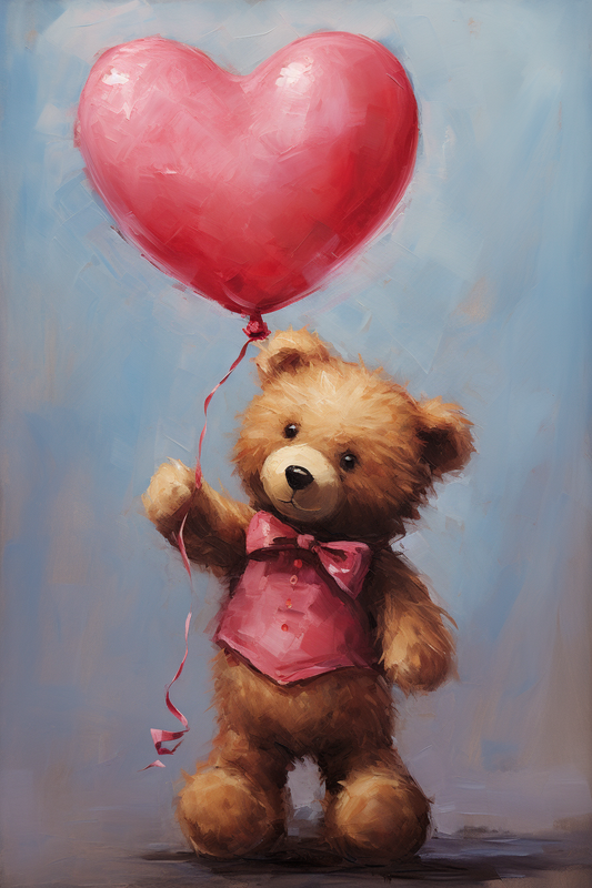 Pink Vest Teddy Balloon Diamond Art Kit