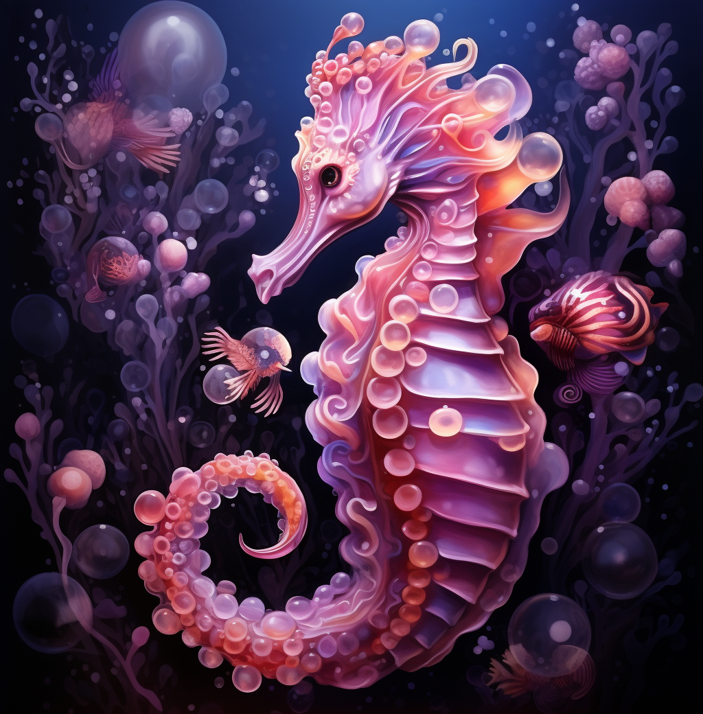Purple And Pink Abstract Seahorse Diamond Art Kit