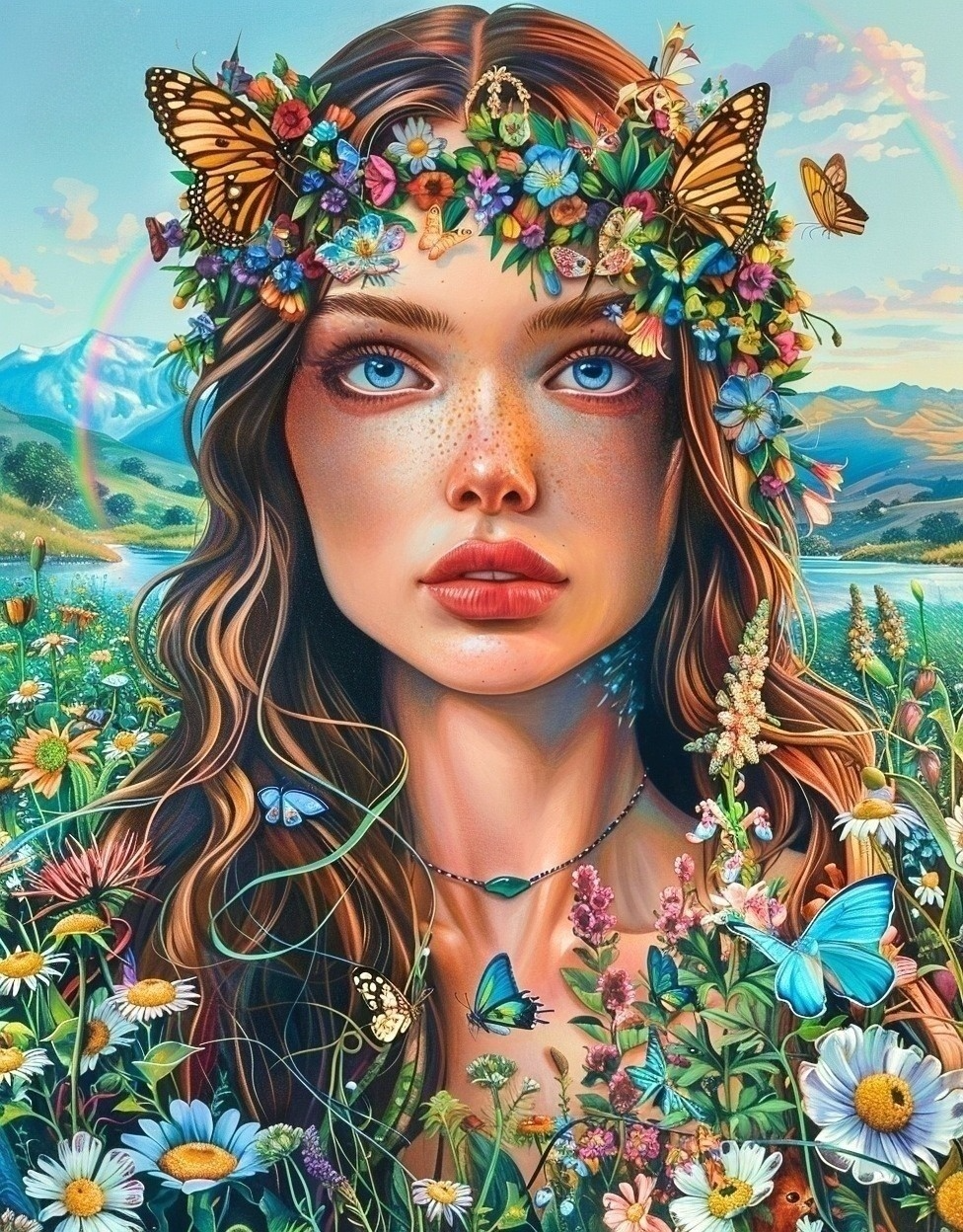 Butterfly Flower Nature Girl Diamond Art Kit