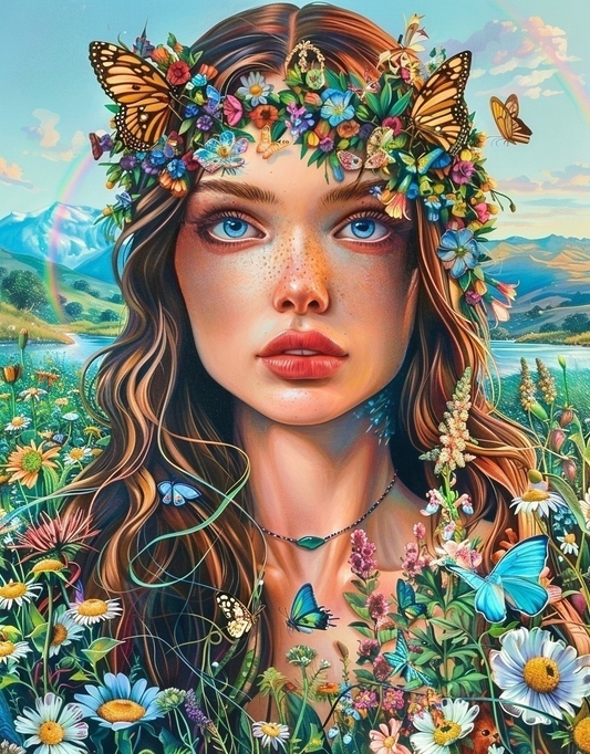 Butterfly Flower Nature Girl Diamond Art Kit