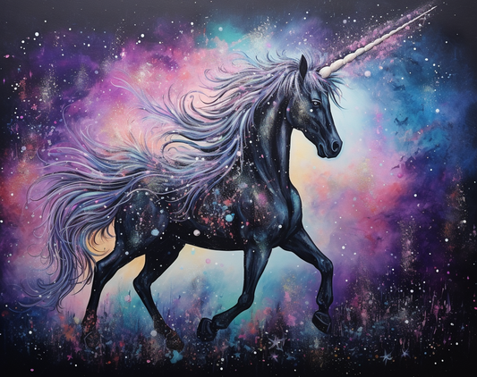Abstract Splatter Black Unicorn Diamond Art Kit