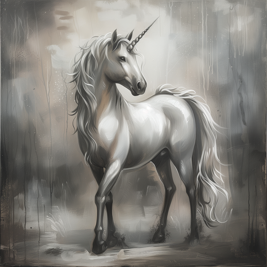 Gray And White Unicorn Diamond Art Kit