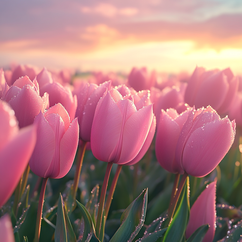Pink Tulips In The Sun Diamond Art Kit