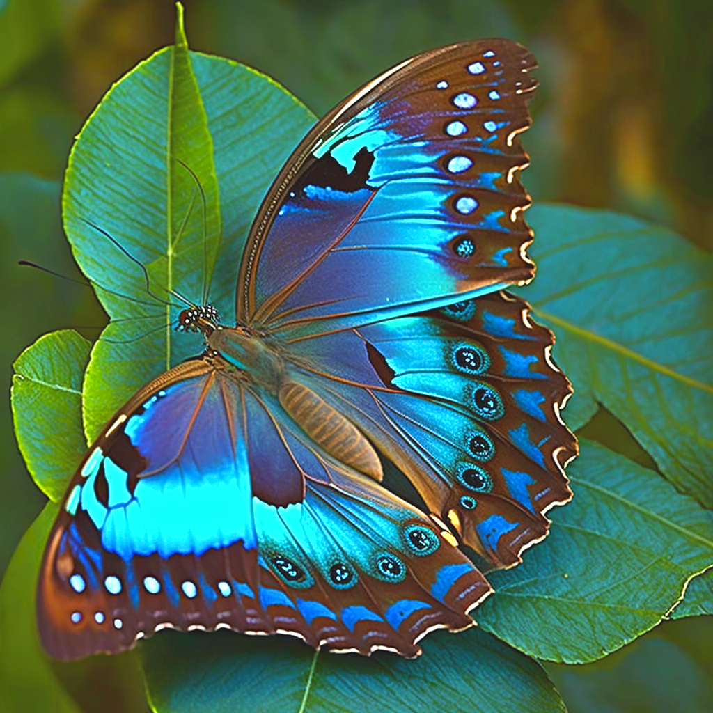 Aqua Blue Butterfly Leaves Diamond Art Kit