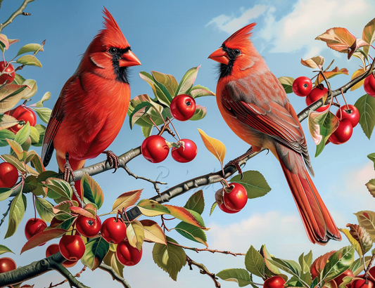 Blue Sky Red Cardinals Diamond Art Kit