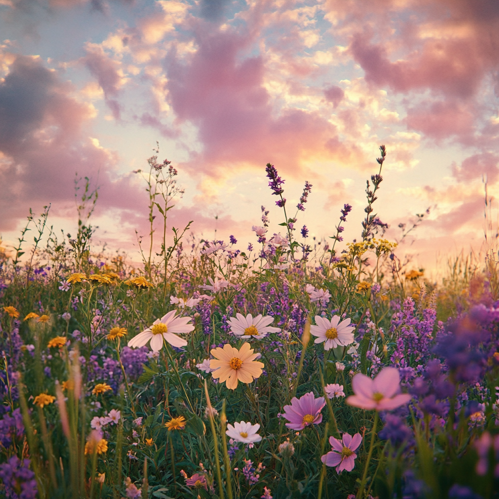 Wildflowers Under Clouded Sky Diamond Art Kit