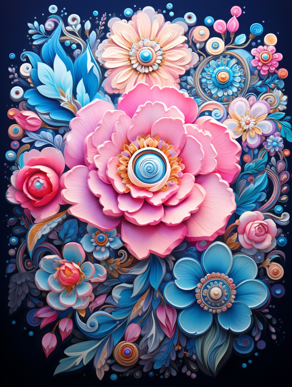 Large Pink Flower Abstract Diamond Art Kit