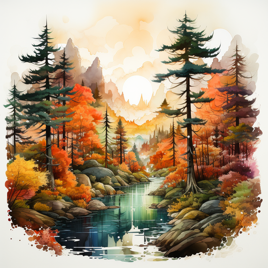 Mountain Stream Watercolor Diamond Art Kit