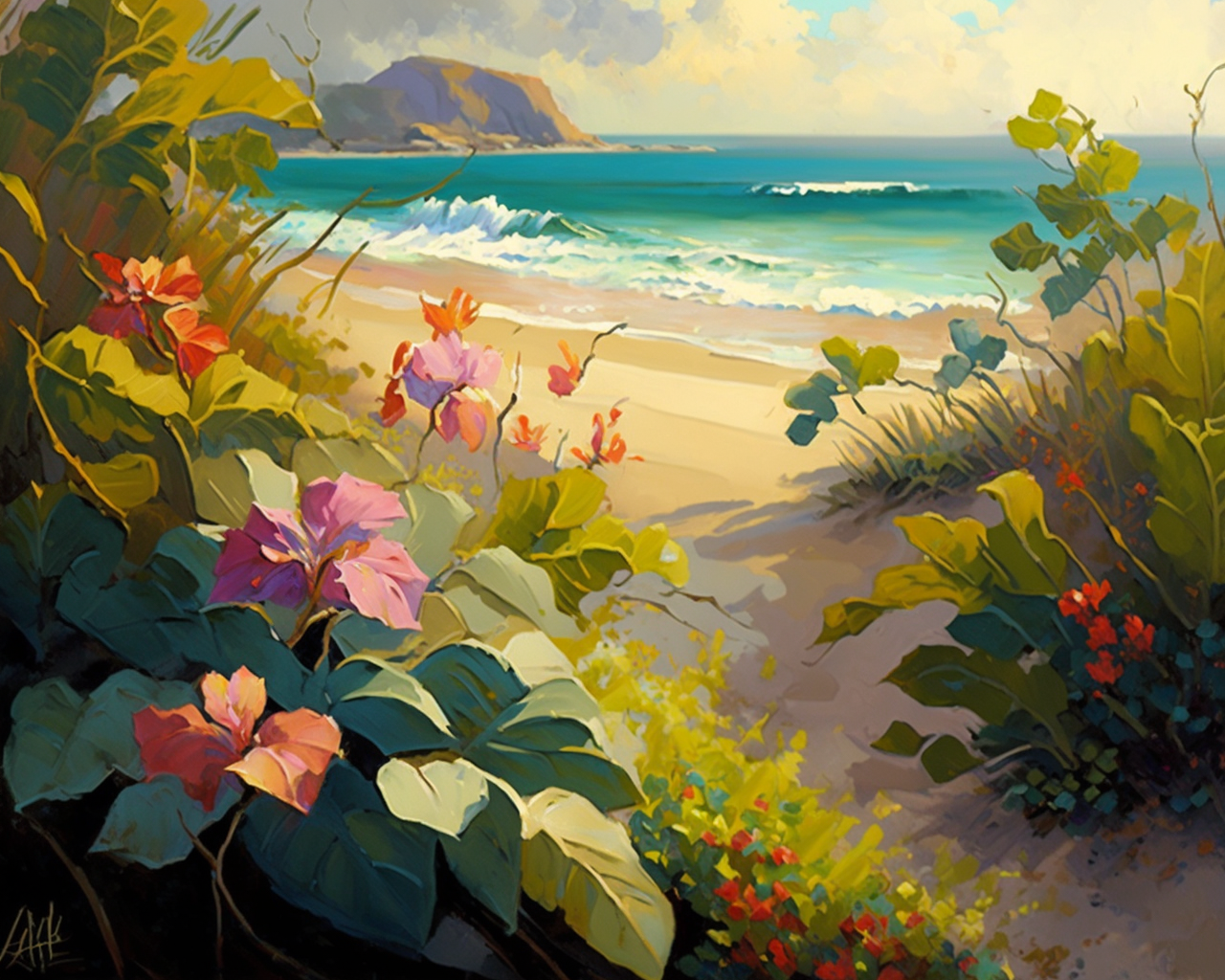 Colorful Flower Beach Diamond Art Kit