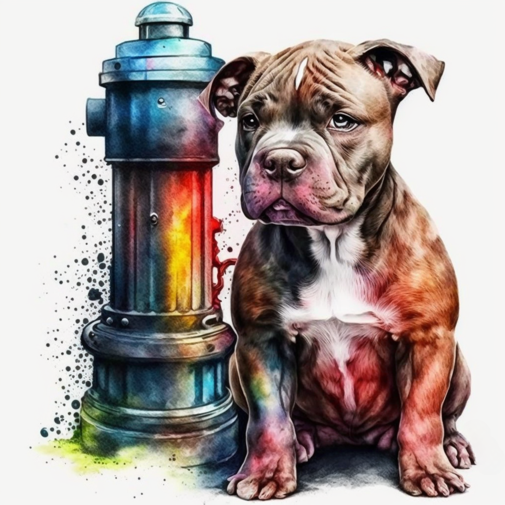 Abstract Pitbull Puppy Fire Hydrant Diamond Art Kit
