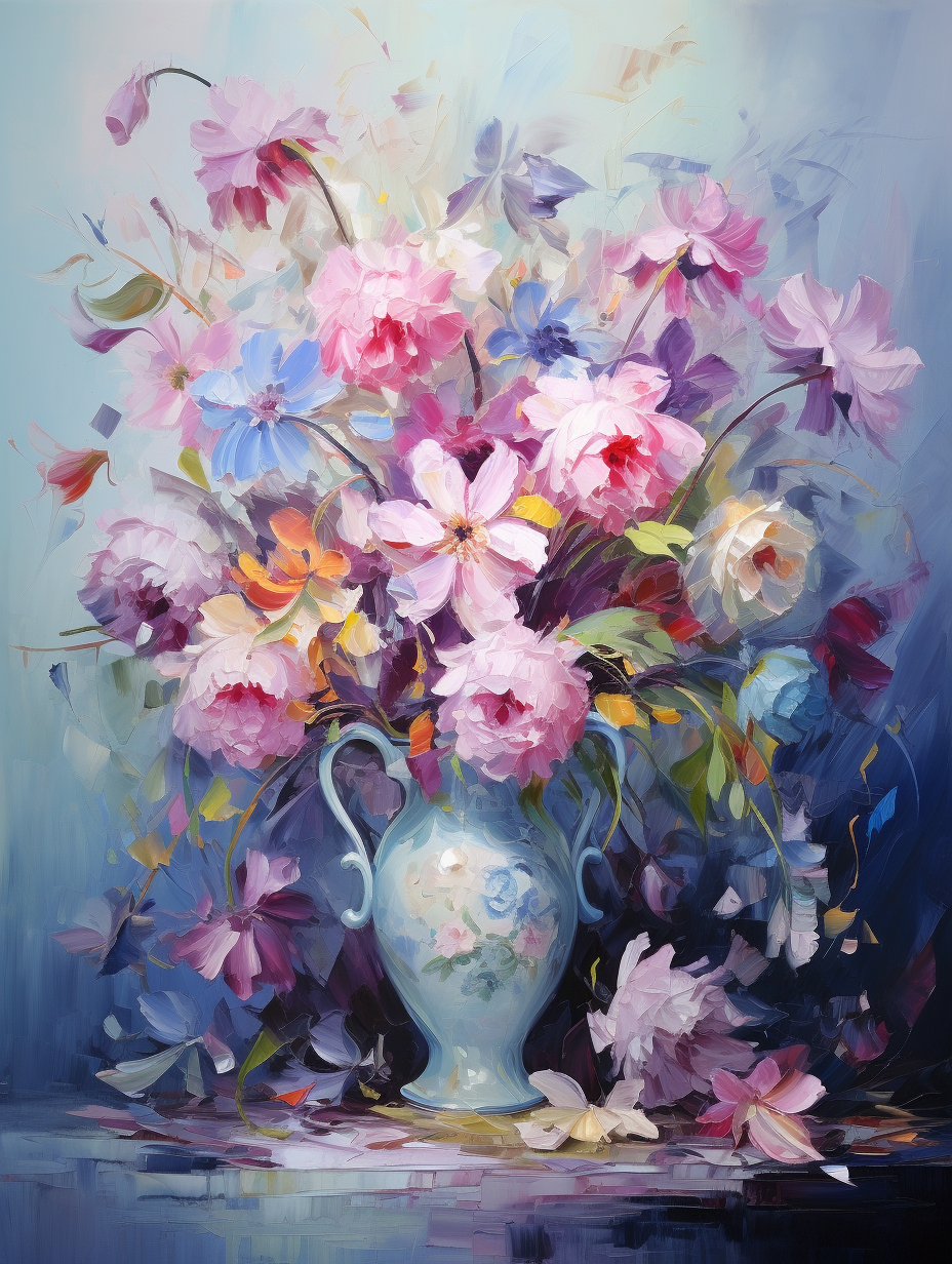Light Blue Vase Of Flowers Diamond Art Kit