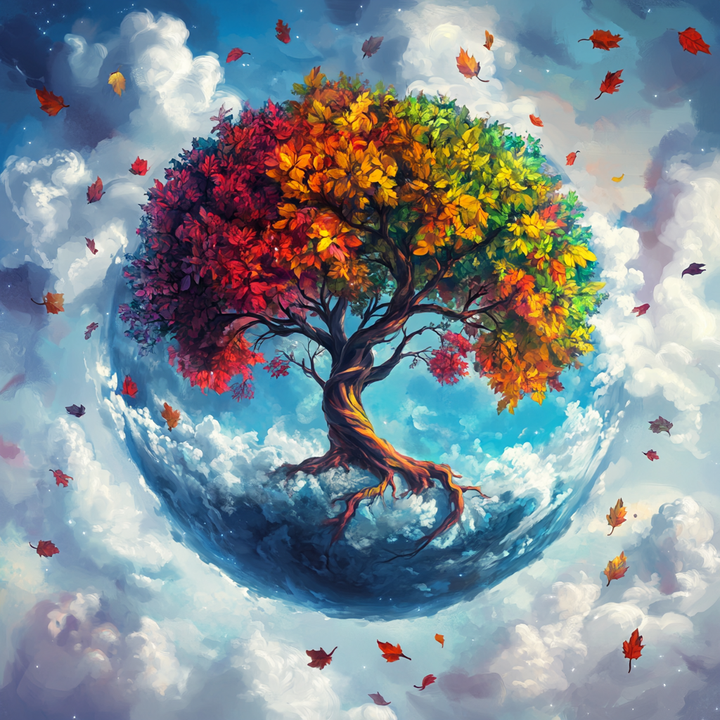 Old Colorful Tree Bubble Diamond Art Kit