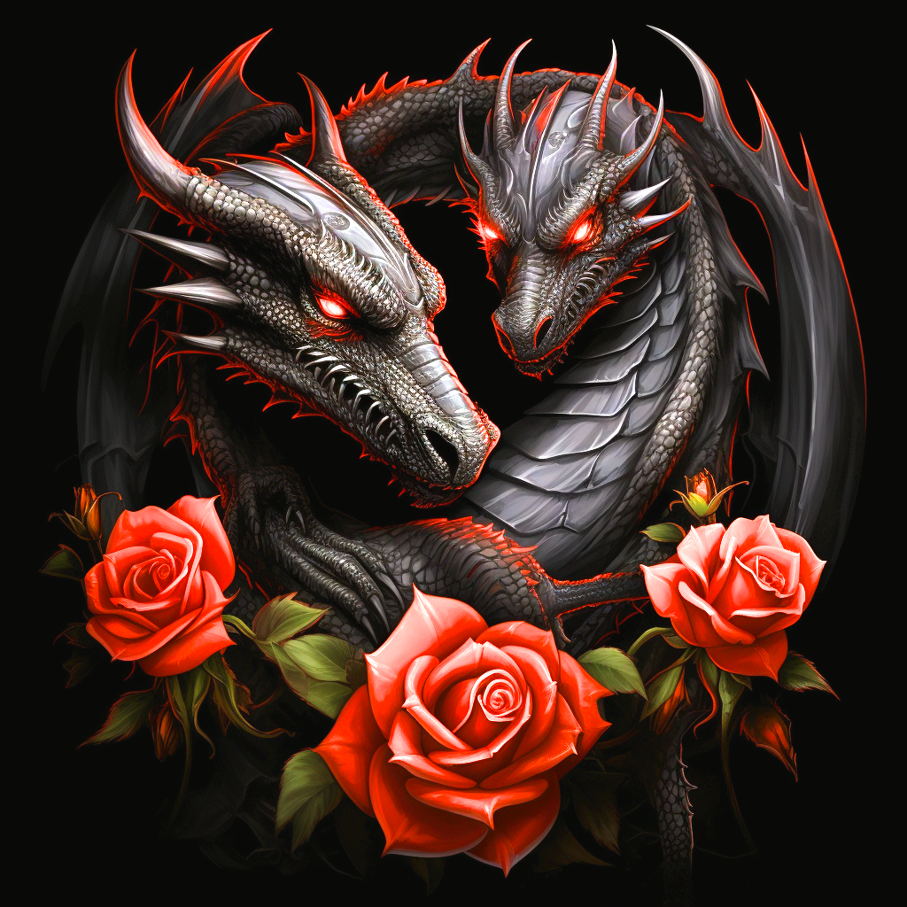 Three Roses Dragons Diamond Art Kit