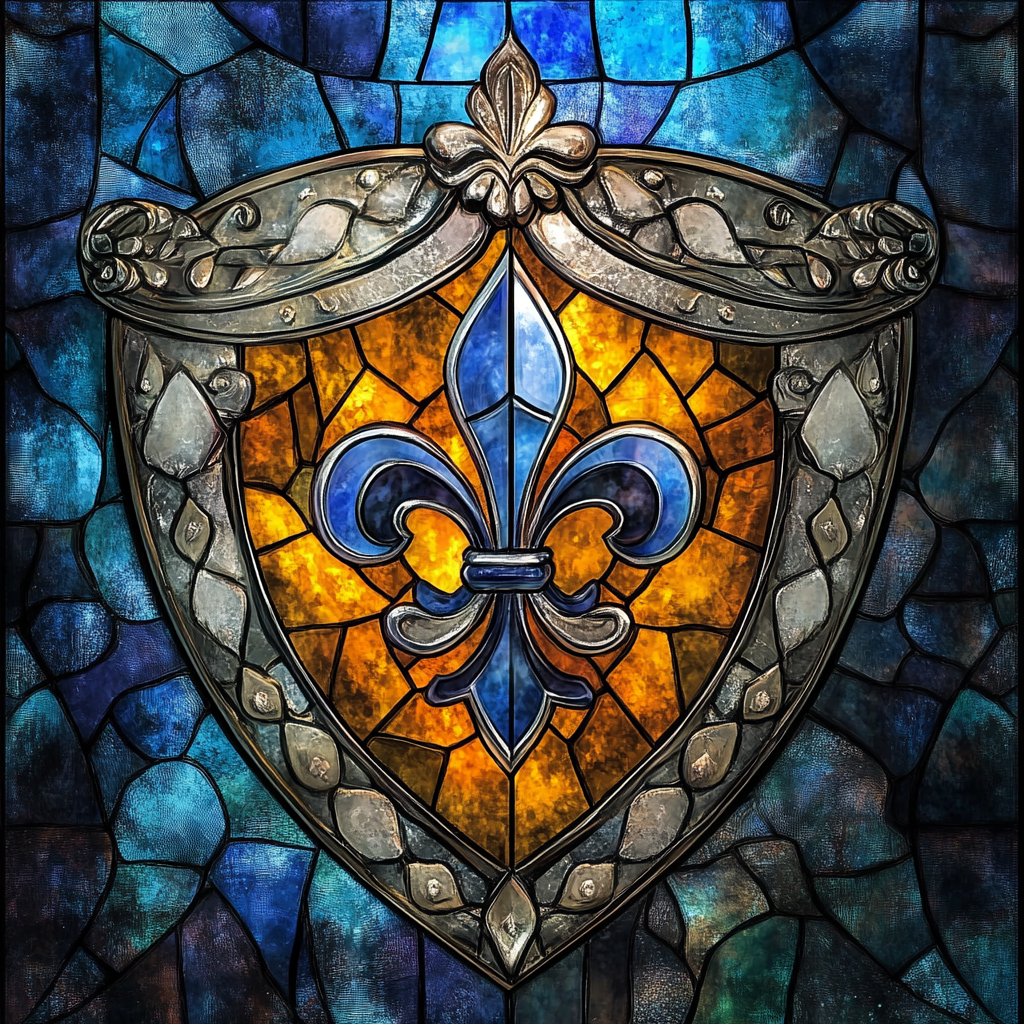 Blue Fleur De Lis Shield Diamond Art Kit