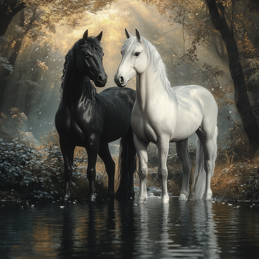 Black White Horse Water Diamond Art Kit