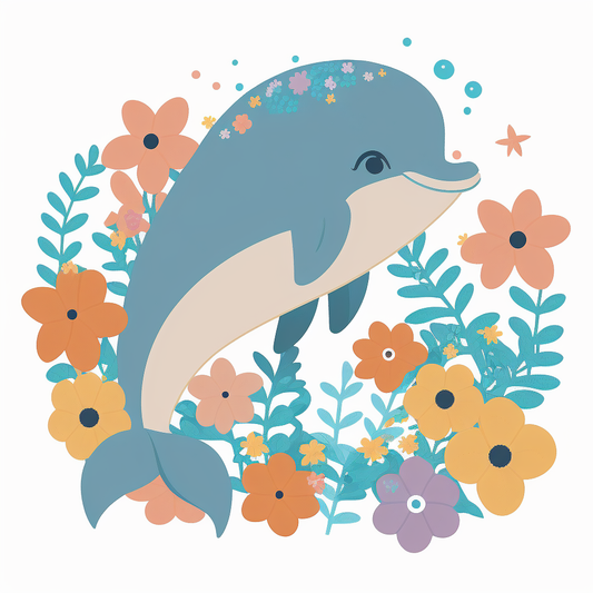 Cute Blue Abstract Dolphin Diamond Art Kit