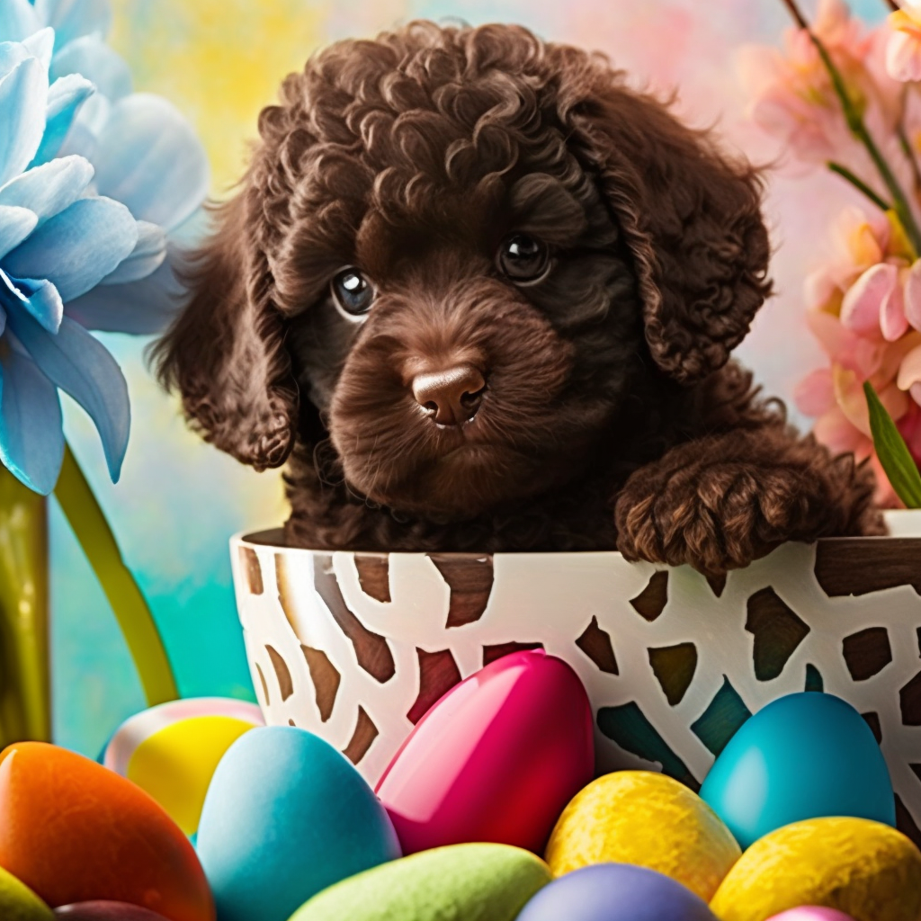 Easter Bowl Chocolate Poodle Diamond Art Kit