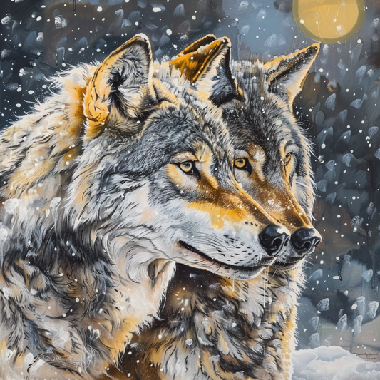 Wolves Gazing In The Snow Diamond Art Kit