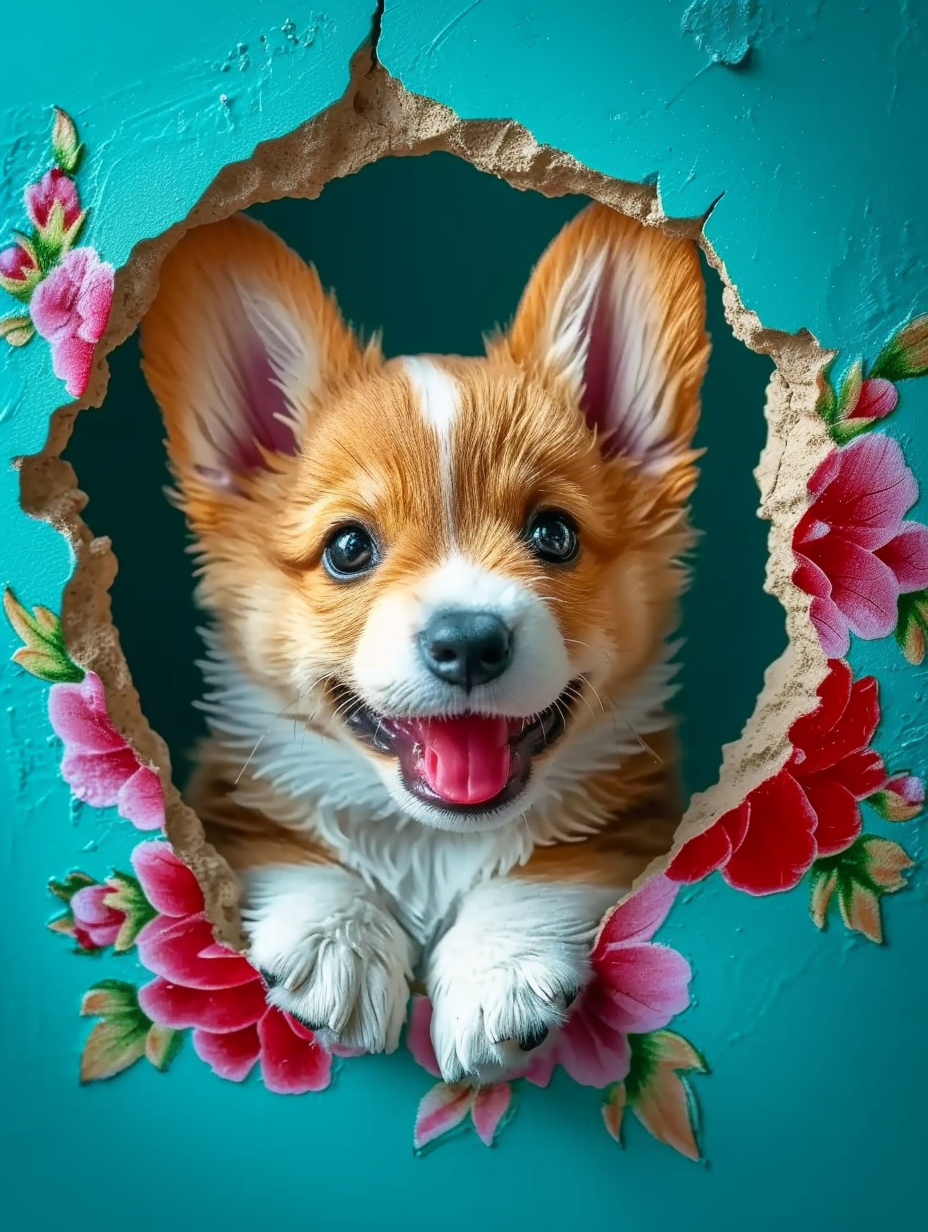 Broken Wall Corgi Puppy Diamond Art Kit