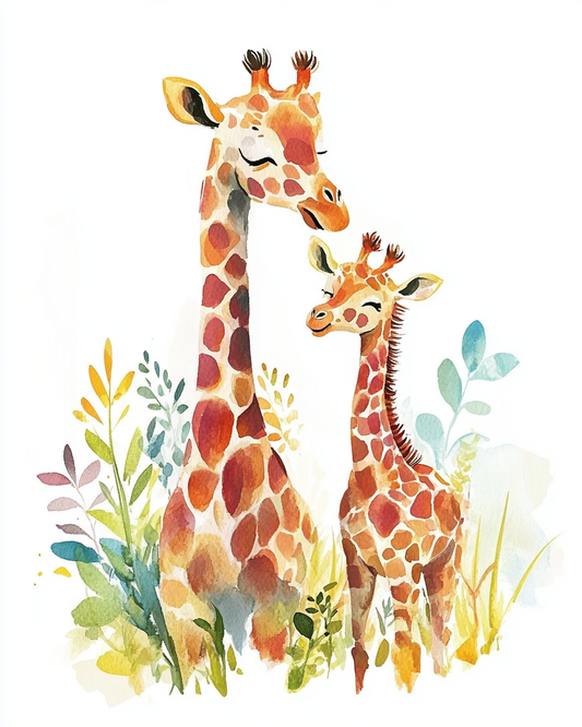 Watercolor Plants And Giraffes Diamond Art Kit