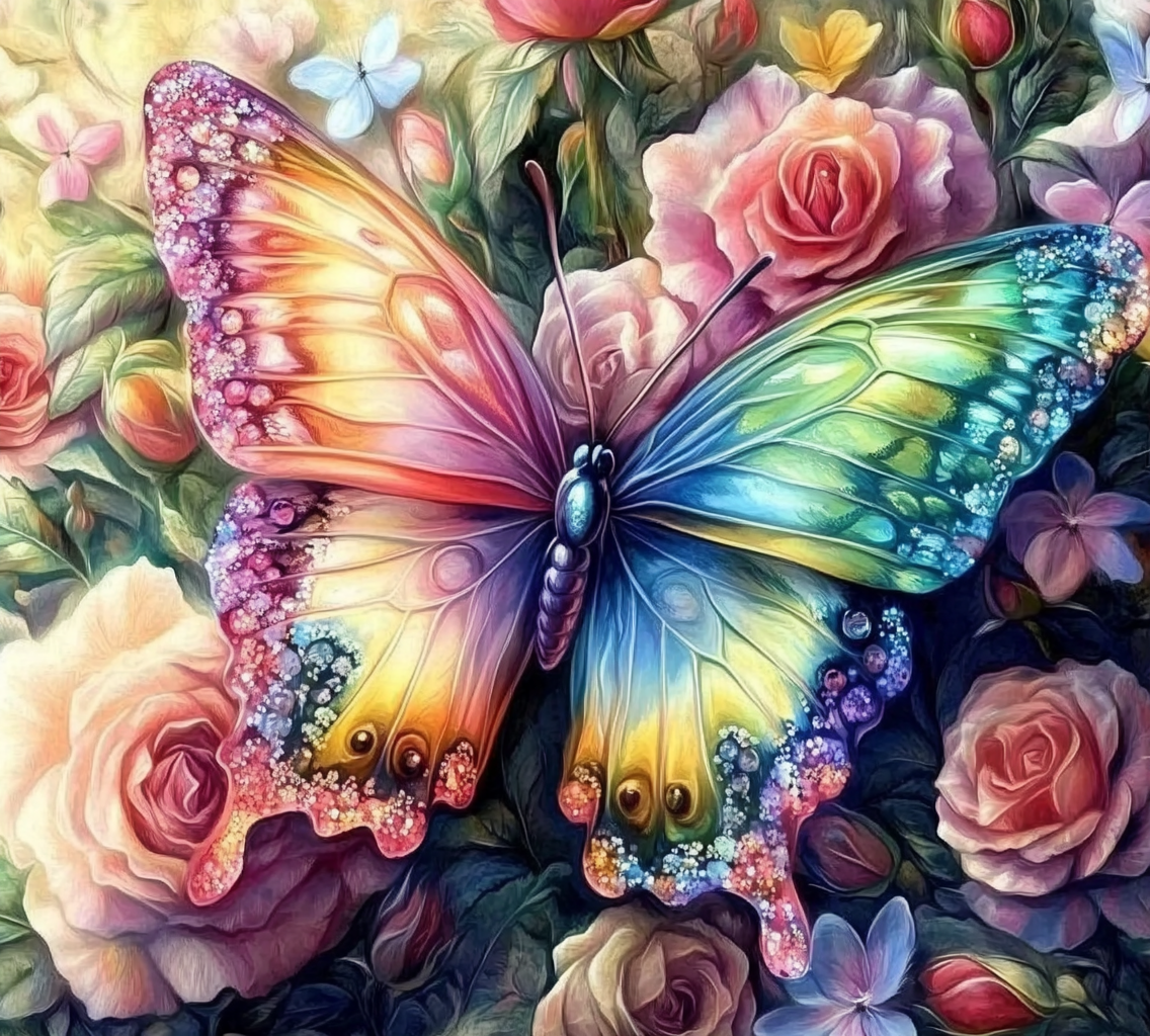 Pastel Rainbow Butterfly Diamond Art Kit