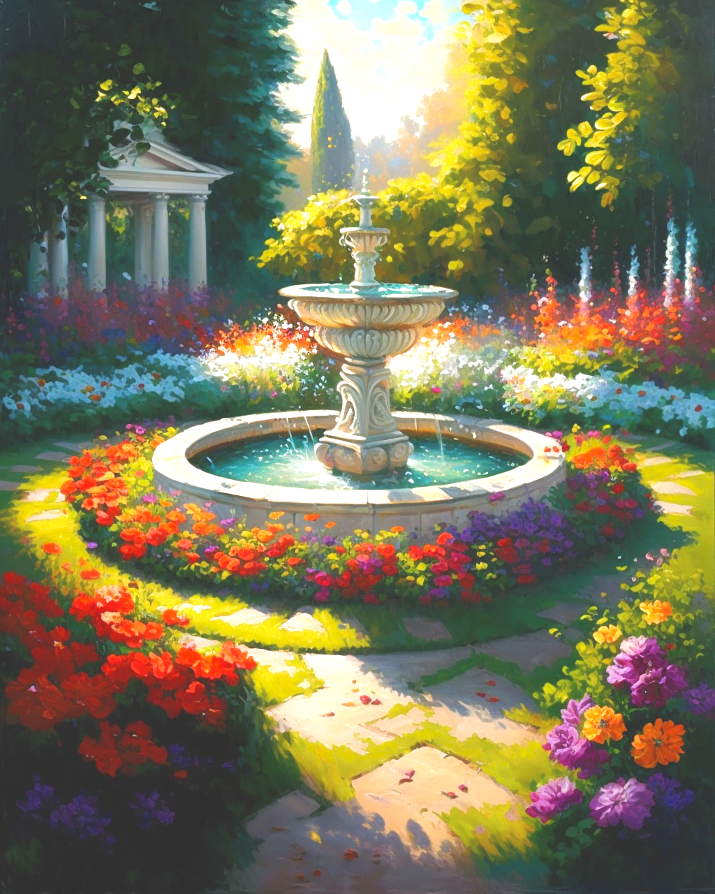 Fountain Flowers Diamond Art Kit