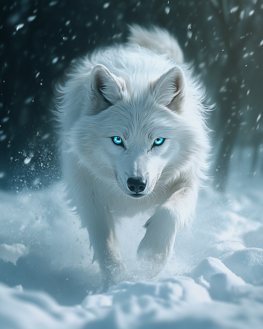 Glowing Eye Whitewolf Diamond Art Kit