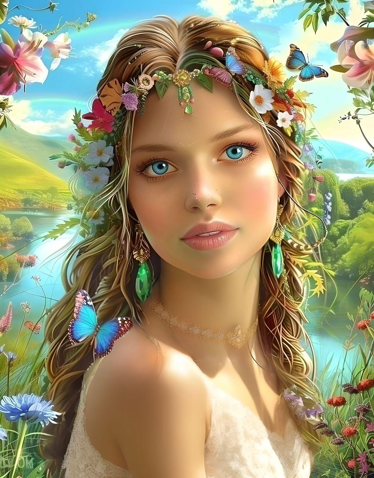 Flower Butterfly Girl Diamond Art Kit