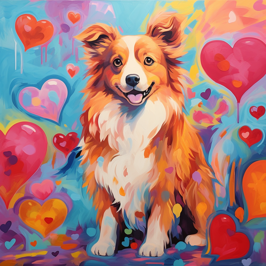 Painted Heart Puppy Diamond Art Kit