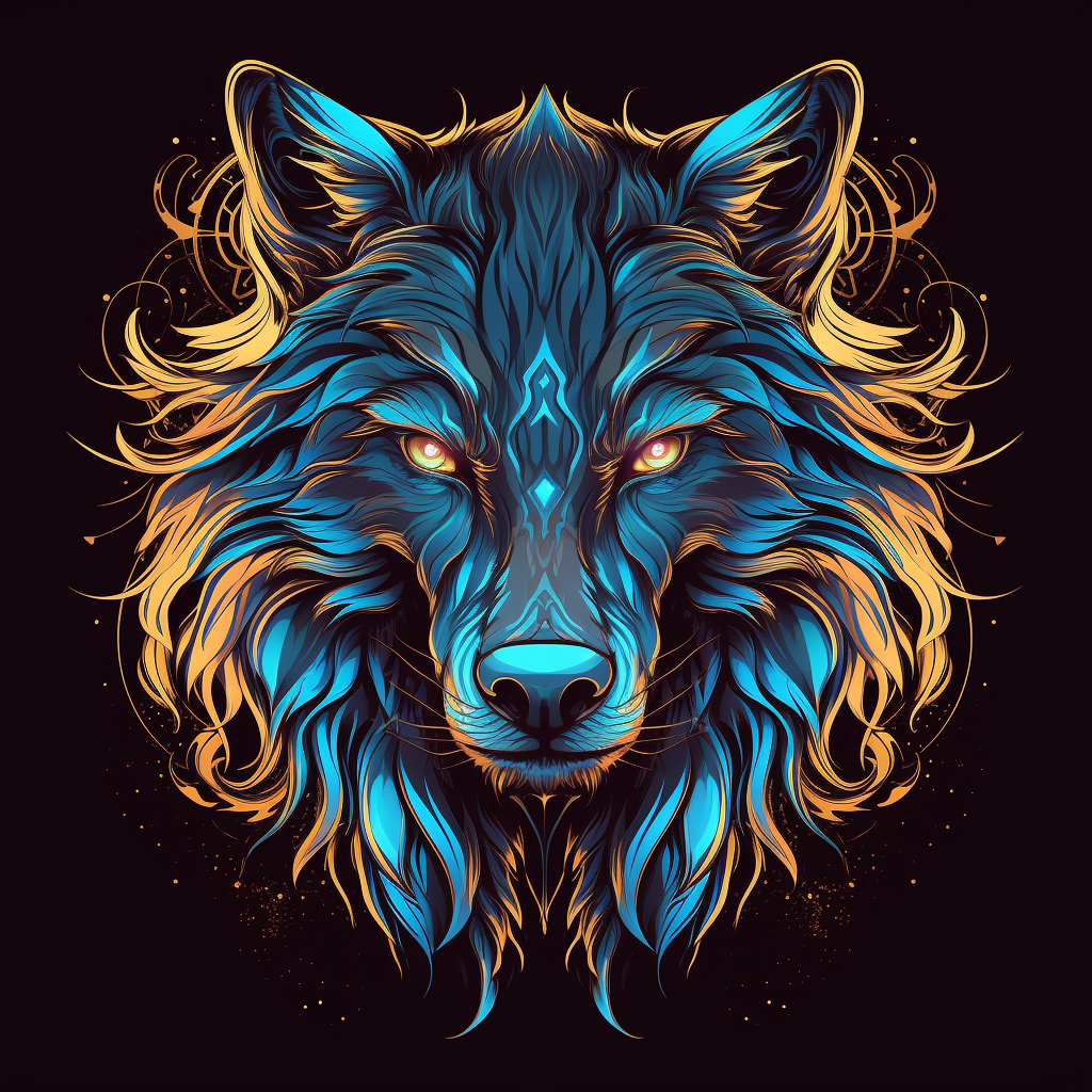 Blue Tan Wolf Head Diamond Art Kit