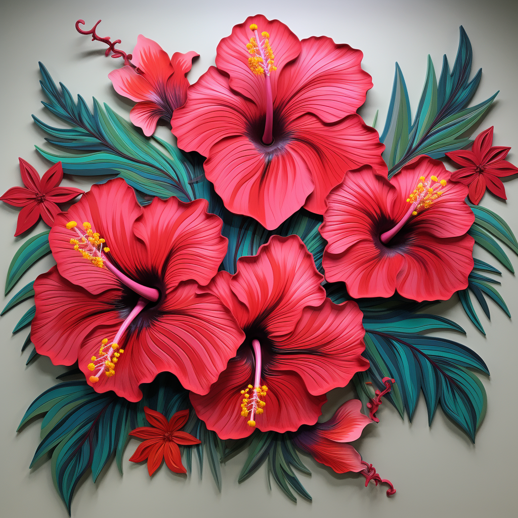 Four Hibiscus Diamond Art Kit