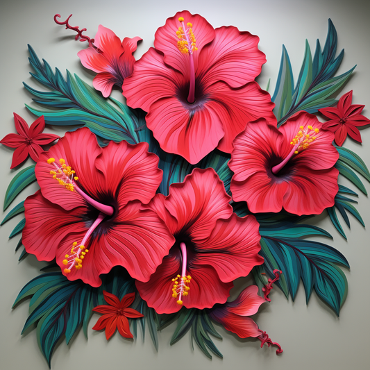 Four Hibiscus Diamond Art Kit