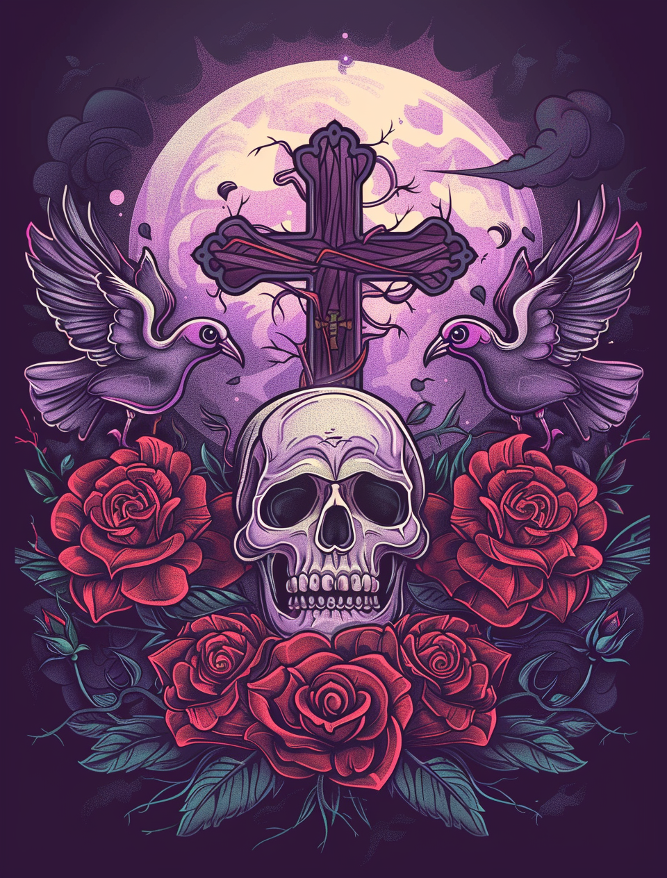 Two Birds Cross Skull Diamond Art Kit