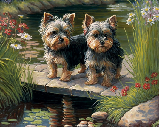 Two Yorkies Path Diamond Art Kit