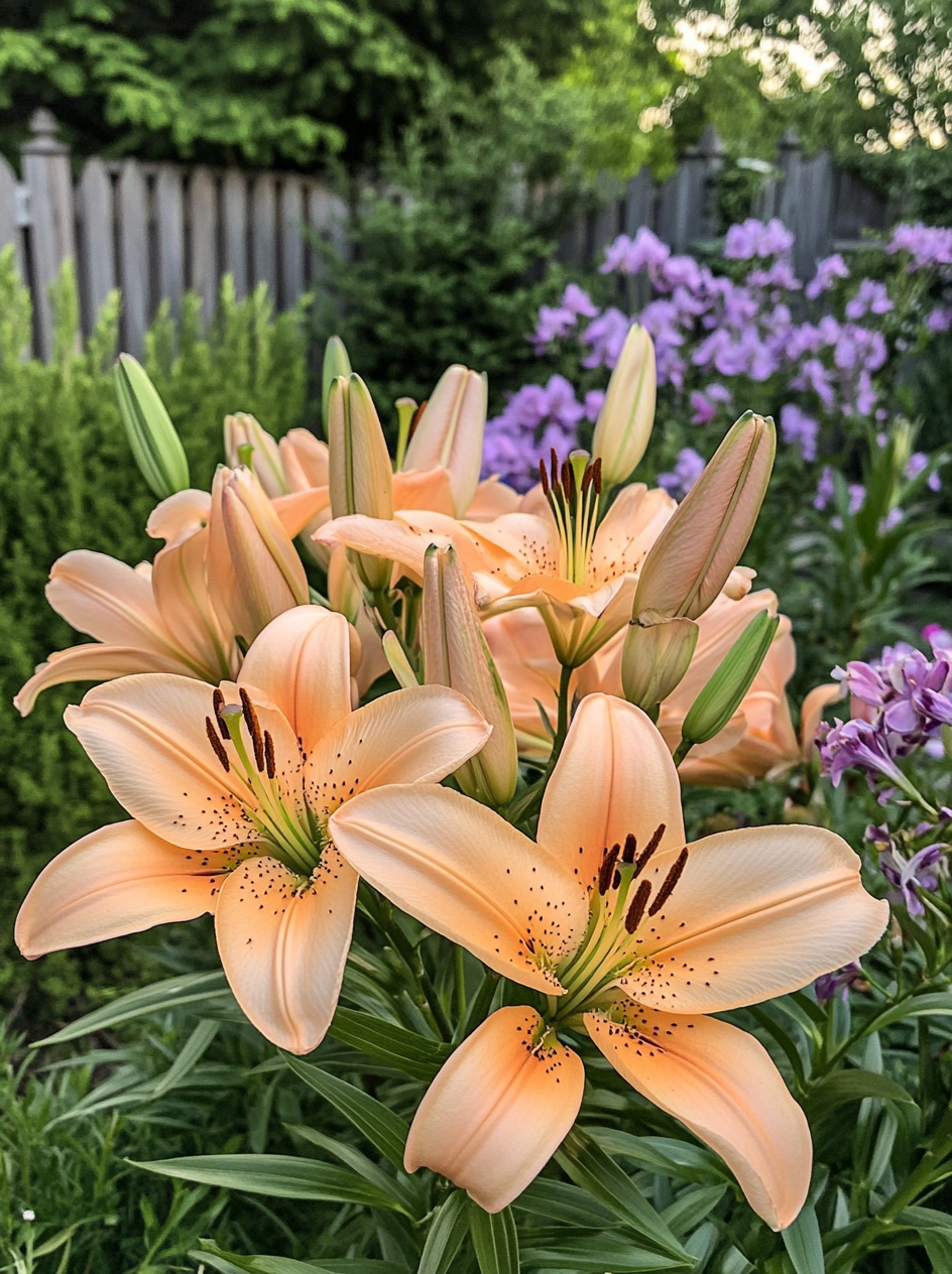 Peach Lilies In Bloom Diamond Art Kit
