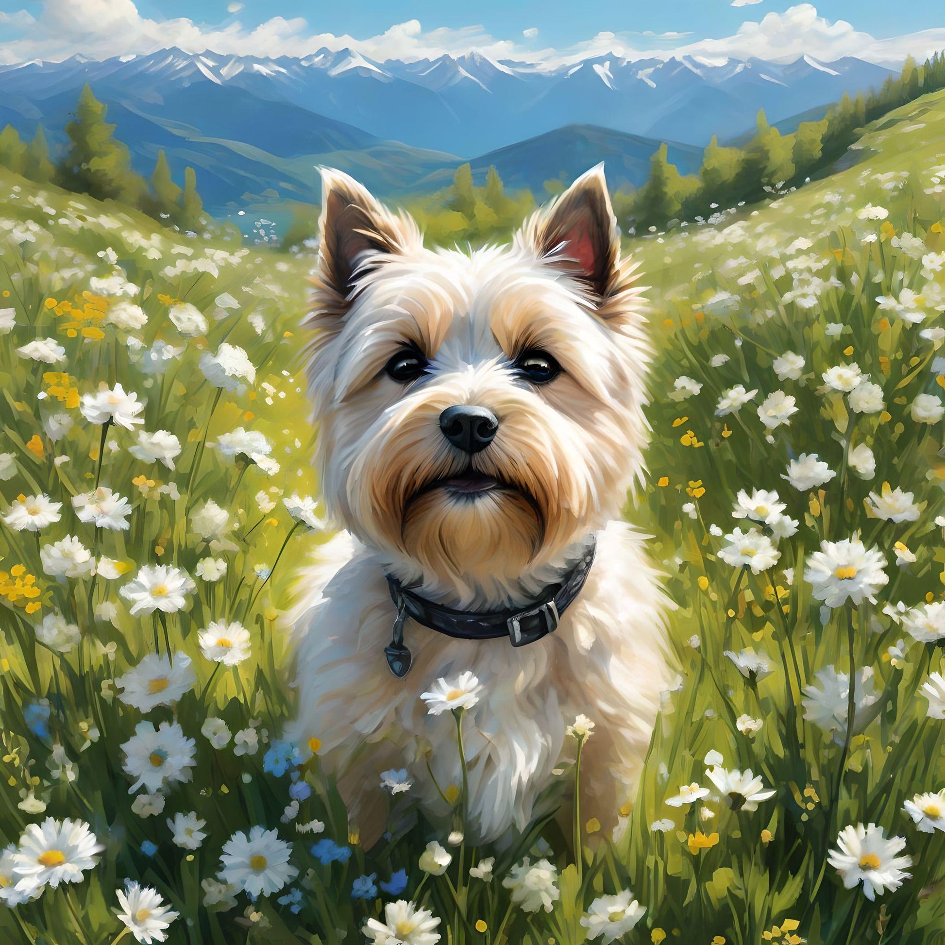 Cairn Terrier Meadow Diamond Art Kit