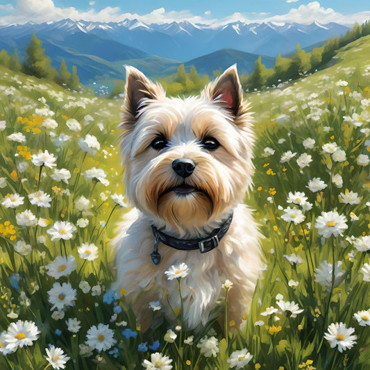Cairn Terrier Meadow Diamond Art Kit