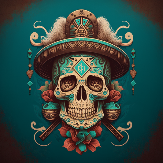 Hat Flowers Skull Diamond Art Kit