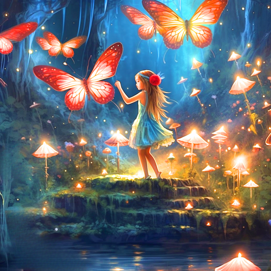 Little Girl Butterflies Diamond Art Kit