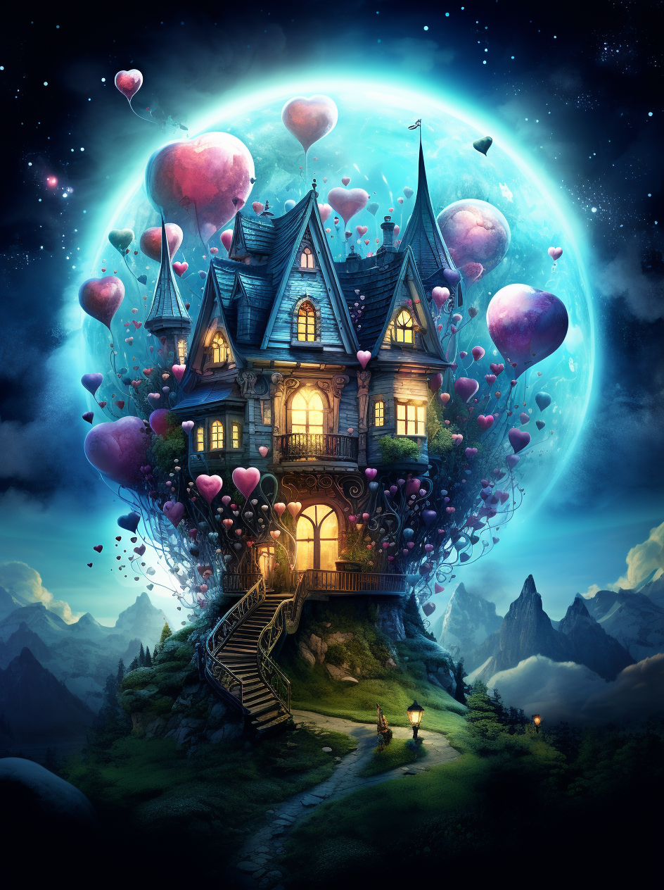 Heart Balloon House Diamond Art Kit