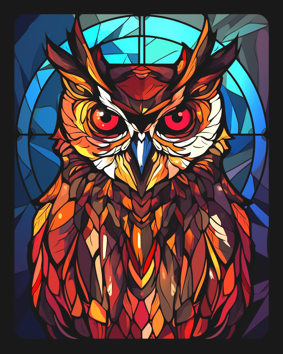 Blue Circle Abstract Owl Diamond Art Kit