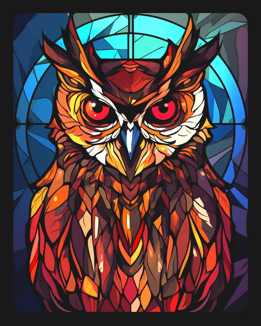 Blue Circle Abstract Owl Diamond Art Kit