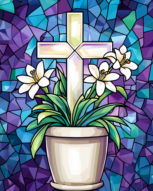 White Easter Cross Diamond Art Kit