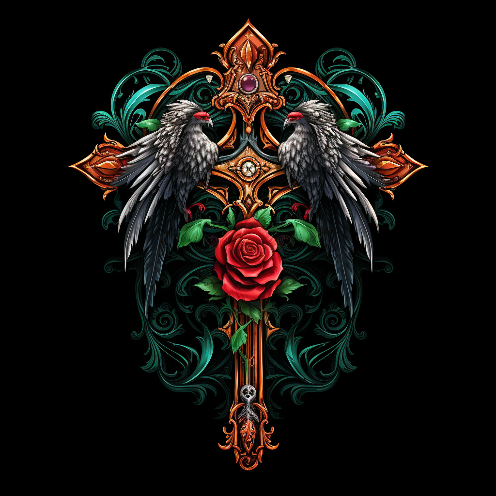 Two Bird Red Rose Cross Diamond Art Kit