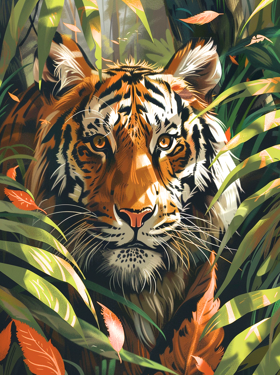 Tiger In The Jungle Brush Diamond Art Kit