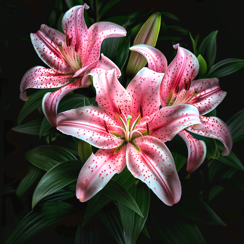 Dark Background Stargazer Lilies Diamond Art Kit