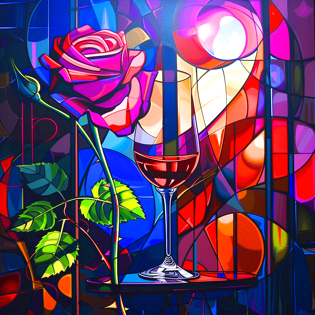 Abstract Wine And Rose Diamond Art Kit