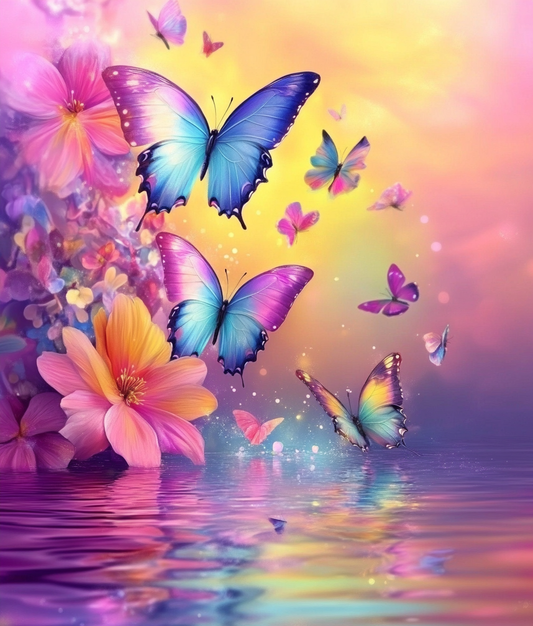 Dreamy Butterflies And Flowers Diamond Art Kit