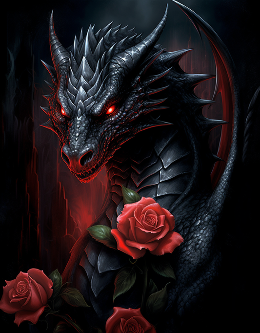 Dragon And A Red Rose Diamond Art Kit