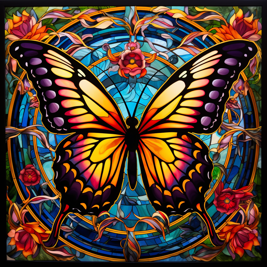 Gold Circle Colorful Butterfly Diamond Art Kit